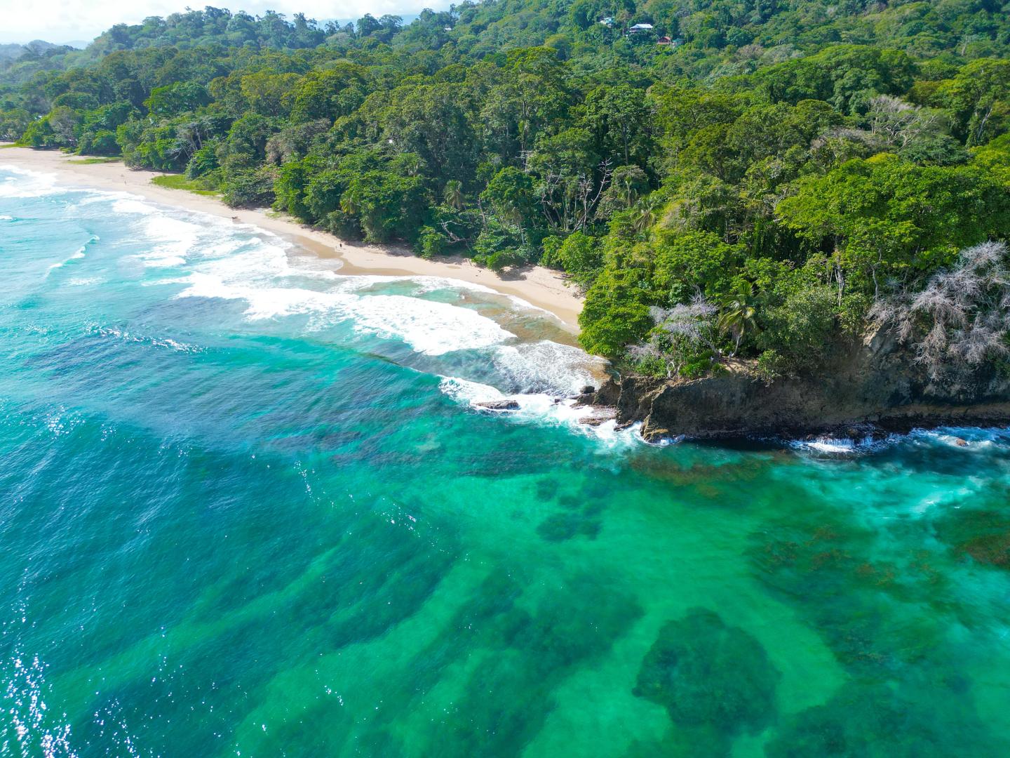 Aerial drone image of Costa Rica in the Caribbean